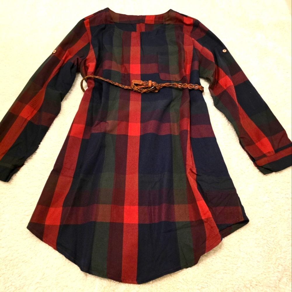 Plaid tshirt dress